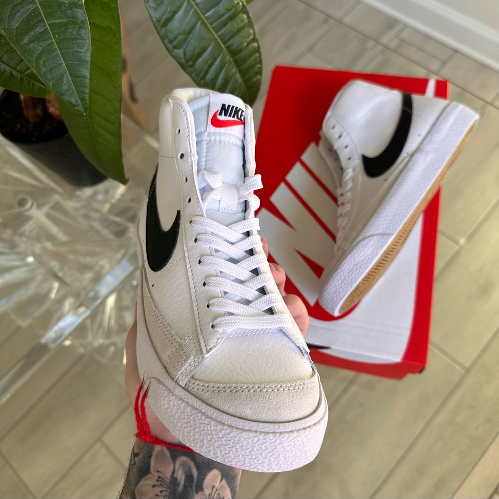 NIKE BLAZER MID WHITE BLACK - Picture 2 of 3